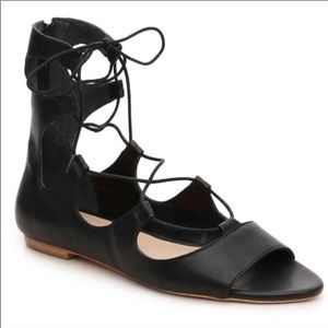 Loeffler Randall Dani Black Lace Up Flat Sandals